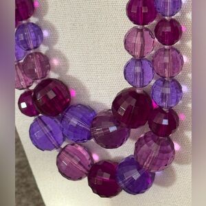 Vintage Purple Disco Faceted Beaded Double Strand Long Necklace